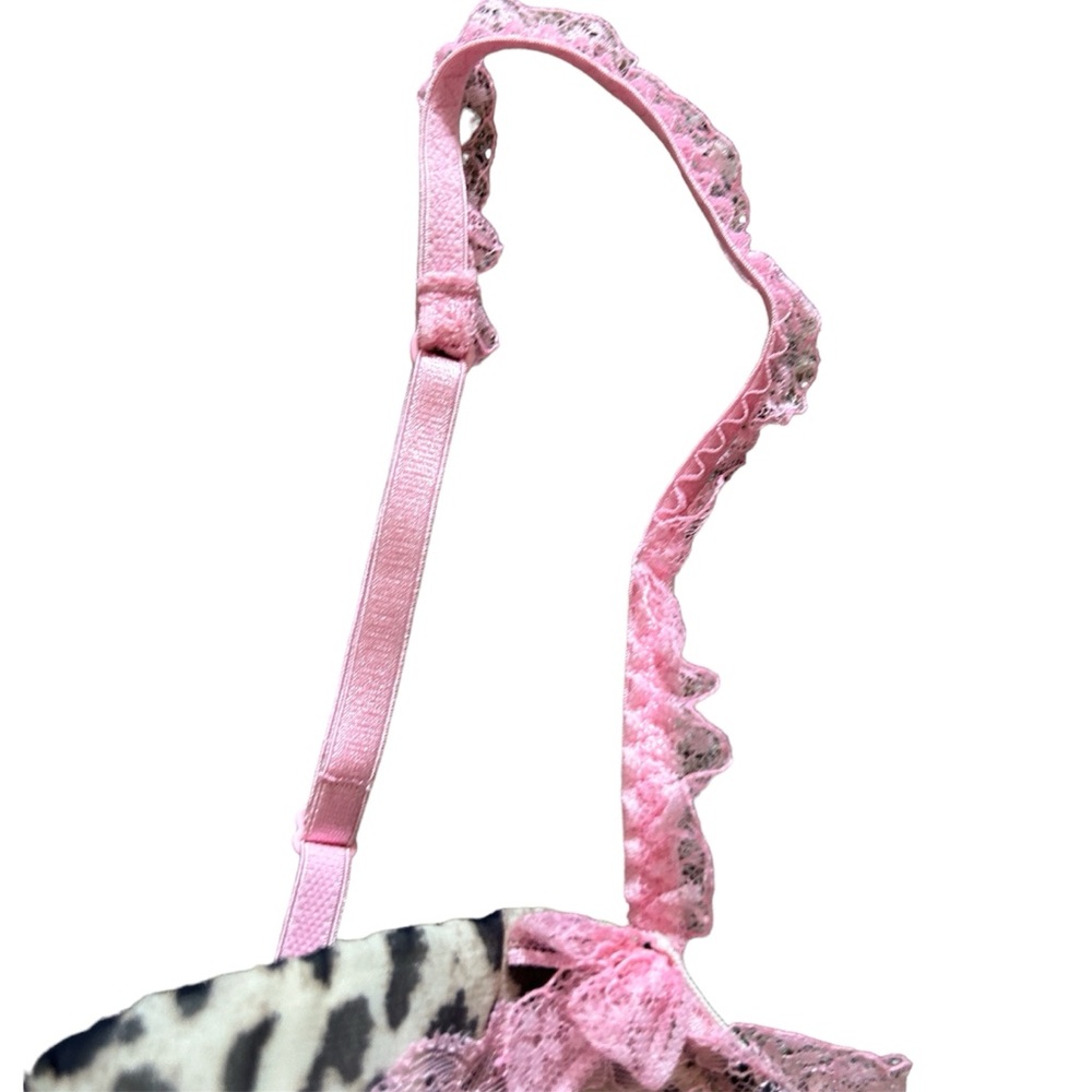 Y2K or Gyaru La Senza Cheetah Print and Pink Lace Trim Mesh Slip Mini Dress - Picture 7 of 8